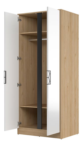 Šatní skříň Mussun 70 (ořech americký jackson + bílá matná + grafit matný)