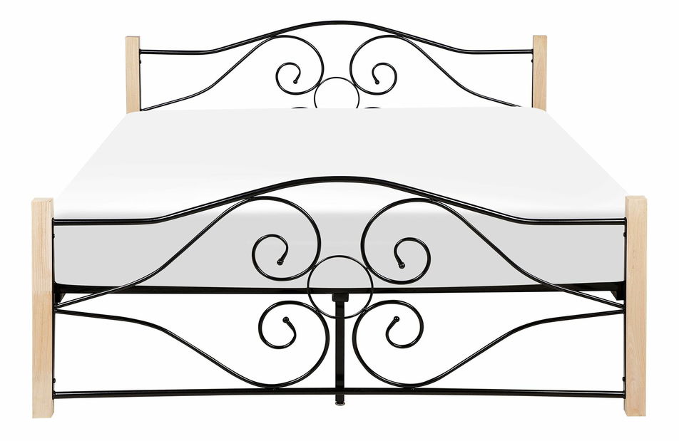 Manželská postel 160 cm FLANGE (s roštem) (černá)