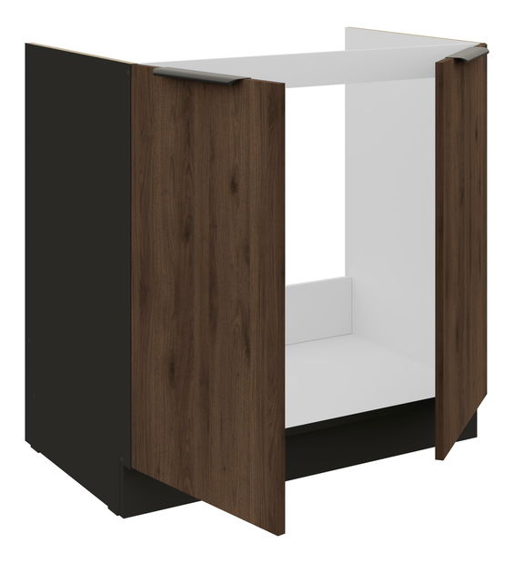 Dolní kuchyňská skříňka Manana 80 ZL 2F BB (korpus: černá matná + fronta: ořech okapi)