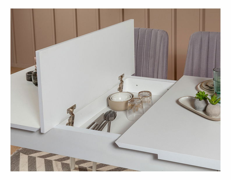 Jídelní set Vlasta 1 (bílá + šedá) (pro 4 osoby)