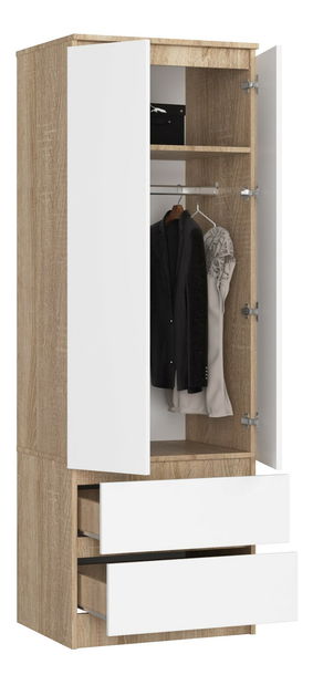 Šatní skříň Suman (dub sonoma + bílá)