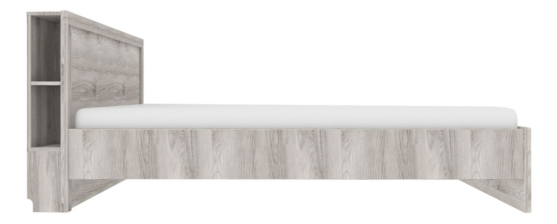 Manželská postel 160 cm Japon (kaštan nairobi) (s roštem) (s úl. prostorem) (s policemi)