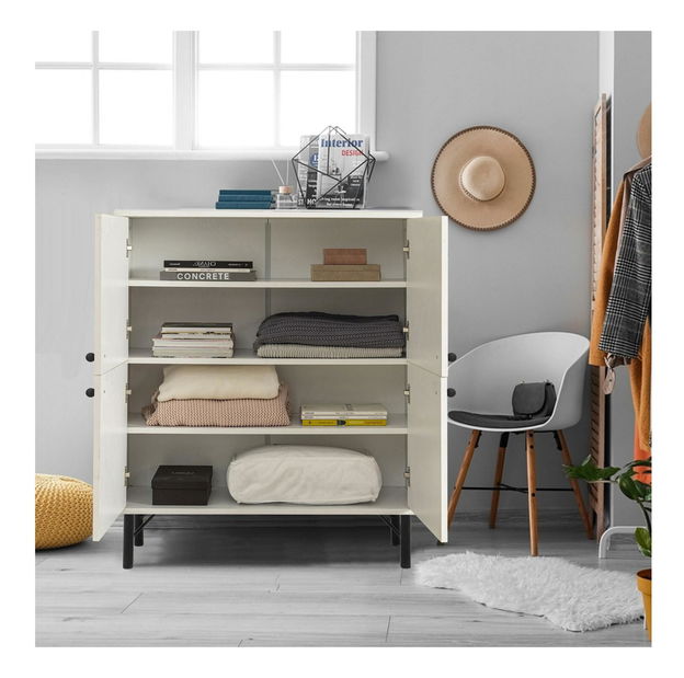 Skříňka Maluxe (bílá + hnědá + purpurová + žlutá)