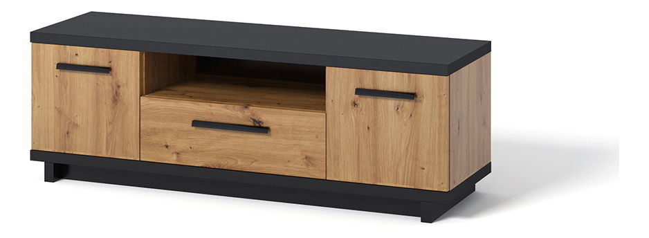 Tv stolek Indi RTV (dub artisan + černá matná + dub artisan)