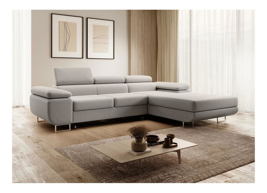 Rohová sedací souprava Grande (P) (šedá + chromová)