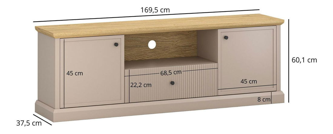 TV skříňka Indices (taupe + dub kamenný)