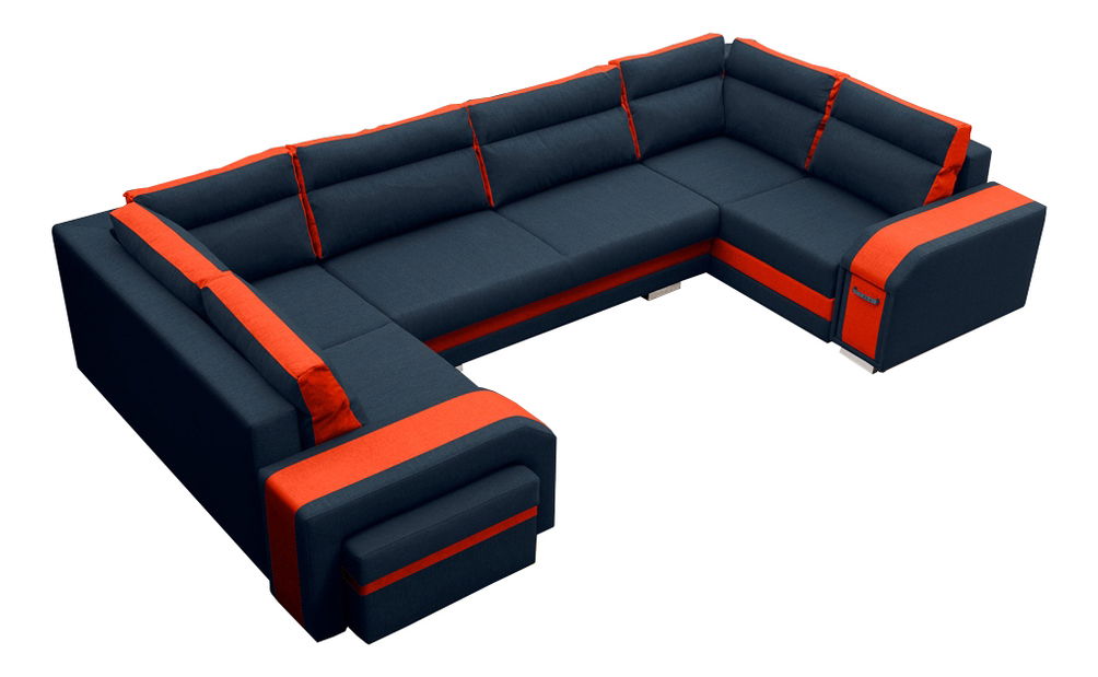 Rohová sedací souprava Asperata U (tmavěšedá + oranžová) (L)