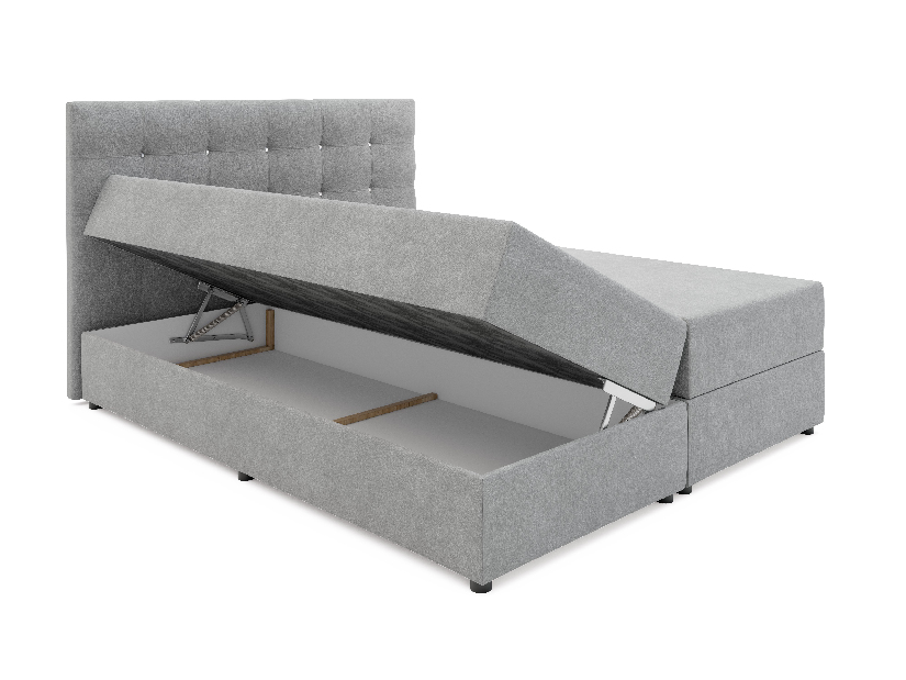 Kontinentální postel 140 cm Karen Comfort (šedá) (s matrací a úložným prostorem)