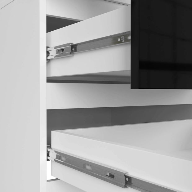 Šatní skříň Surgimiento (bílá + černý lesk)