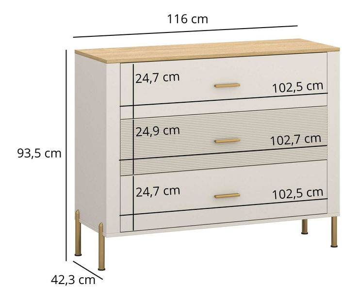 Komoda Reiteradas 2 (kašmír + dub kamenný)