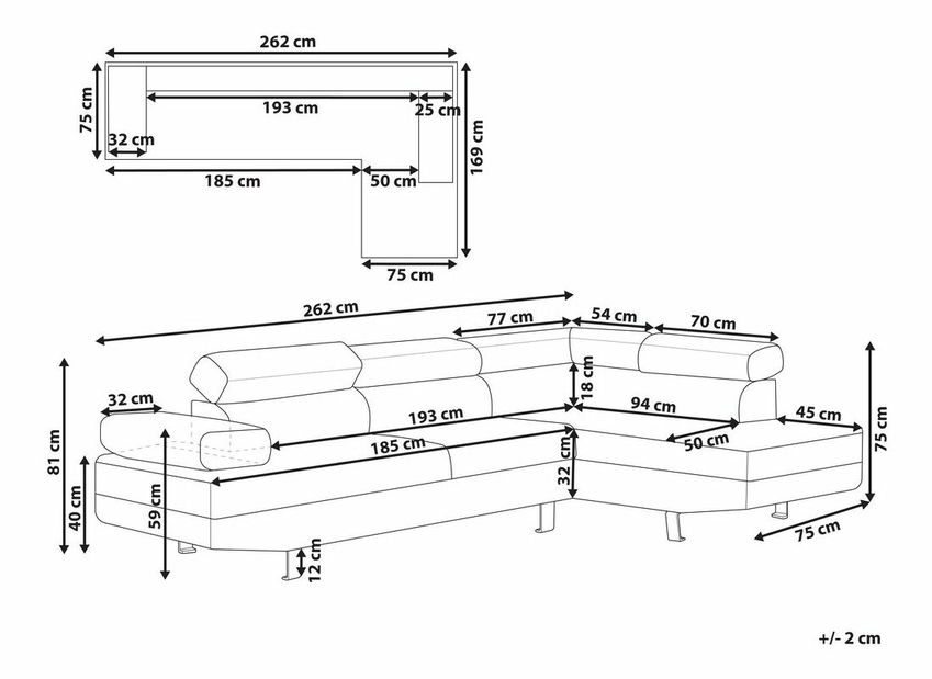 Rohová sedací souprava Notrale (šedá) (P)