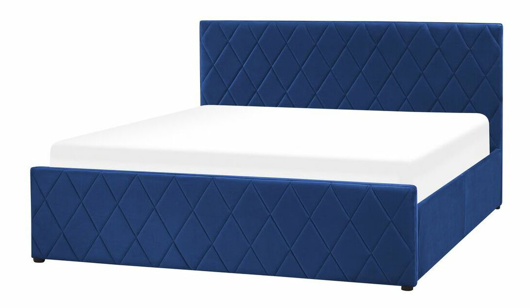 Manželská postel 160 cm Rhett (modrá) (s roštem a úložným prostorem)