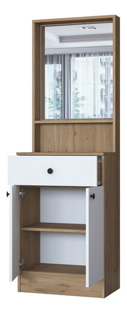 Předsíňová stěna Pixie 6 (ořech + bílá) (se zrcadlem)