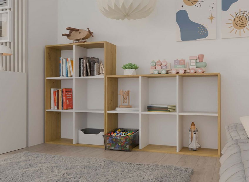 Regál Metros 3 (dub artisan + bílá)