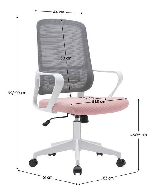 Kancelářské křeslo Salomi 1 (růžová + šedá + bílá)