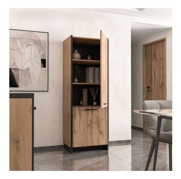 Policová skříň Adivinaba (dub wotan + černá)