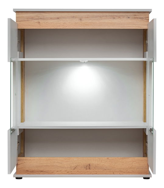 Vitrína Bernice 20 ASPG BL WSN (perlově šedá + dub artrisan)