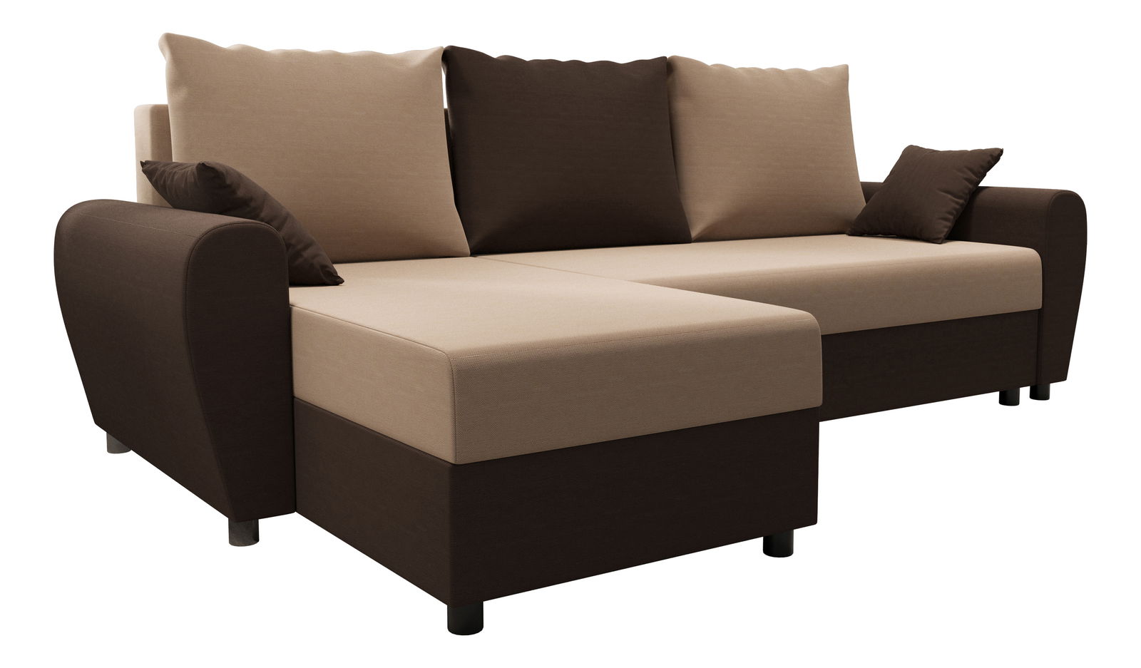 Rohová sedací souprava Fleur L (tmavě hnědá + béžová) (L)