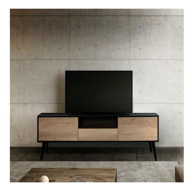 TV skříňka Thea 5 (černá + světlé dřevo)