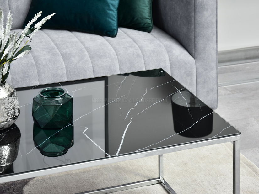 Konferenční stolek Bella Xl (černý mramor + chromová)