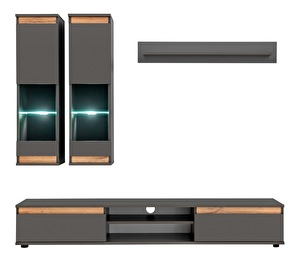 Obývací stěna Marc 29 ANWT MD (antracyt + dub wotan) (s osvětlením)