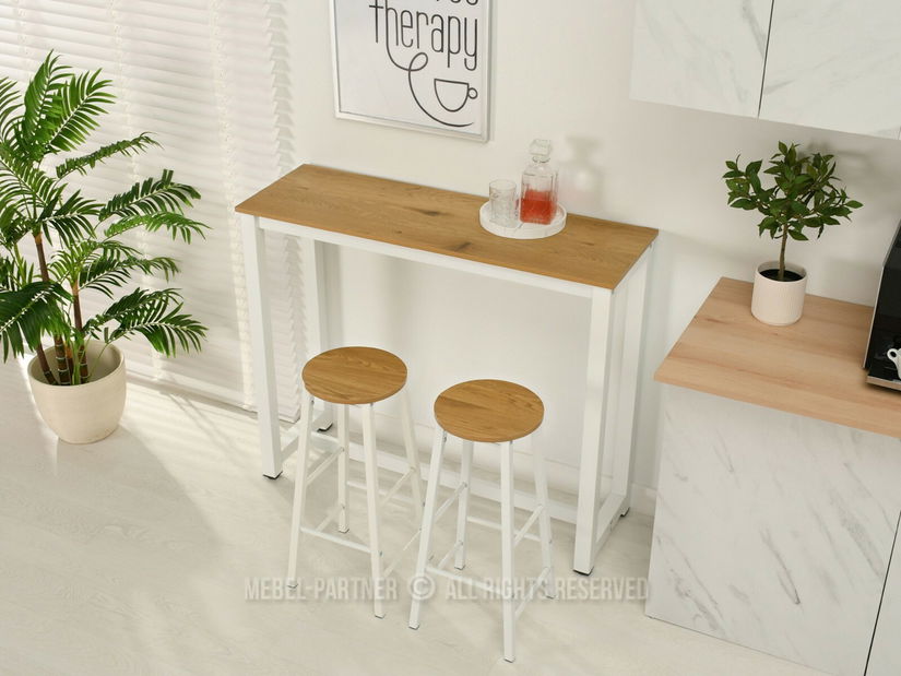 Jídelní set Remma (dub + bílá) (pre 2 osoby)