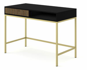 Konzolový stolek F Rowanna (černá + dub artisan + zlatá)