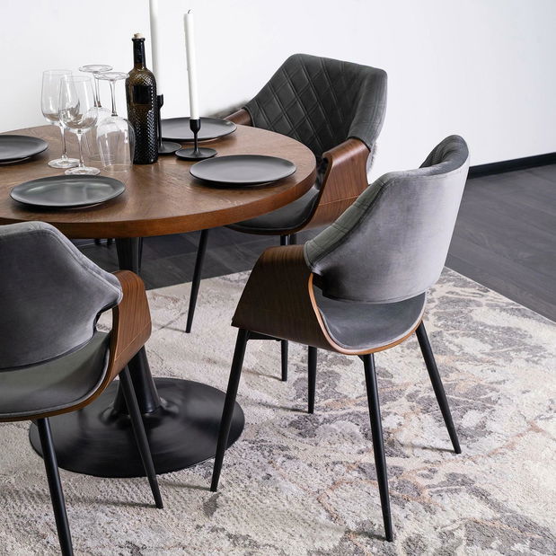 Jídelní set Lateral (ořech + černá + šedá) (pro 4 osoby)