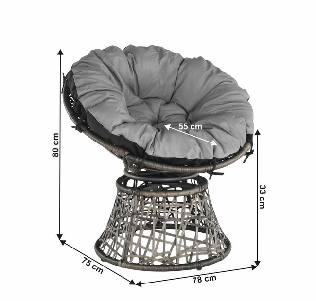 Otočné křeslo Trinny (šedá + černá)