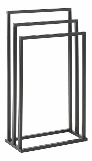 Stojan na ručníky Churu (černá + tmavé dřevo)