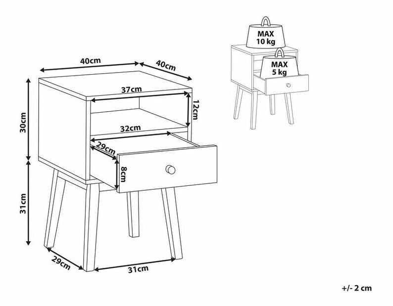 Noční stolek Renner (tmavé dřevo)