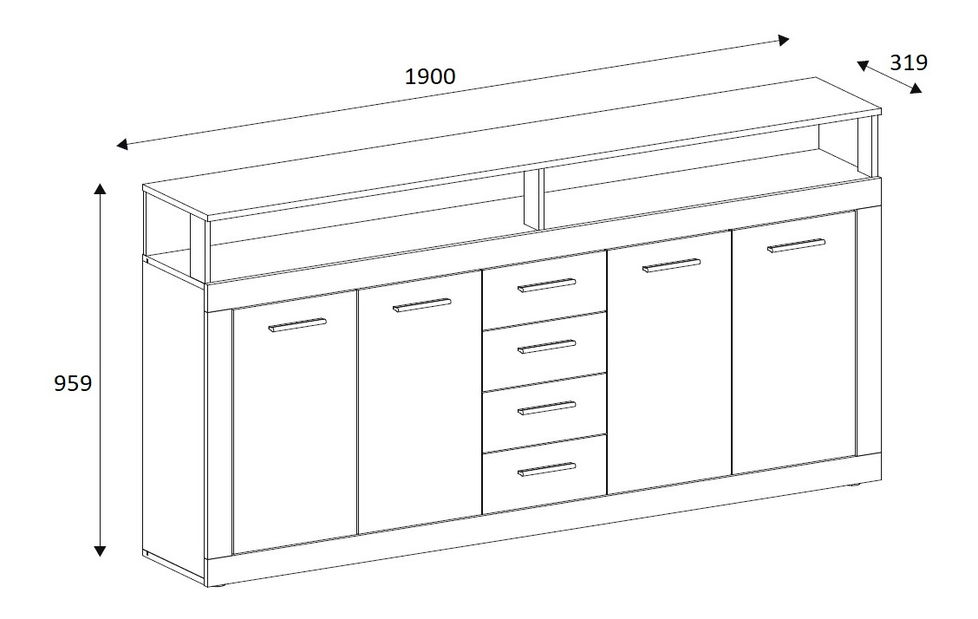 Komoda Lenita XXL (dub matera + světlé drevo)