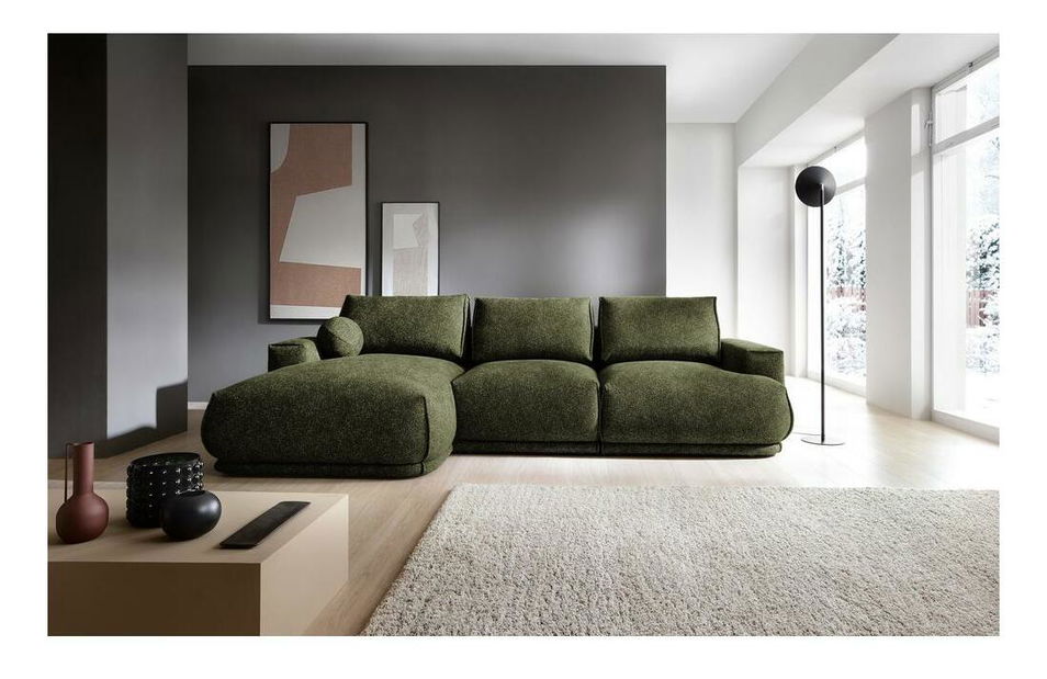 Rohová sedací souprava Dita (L) (tmavě zelená + černá)