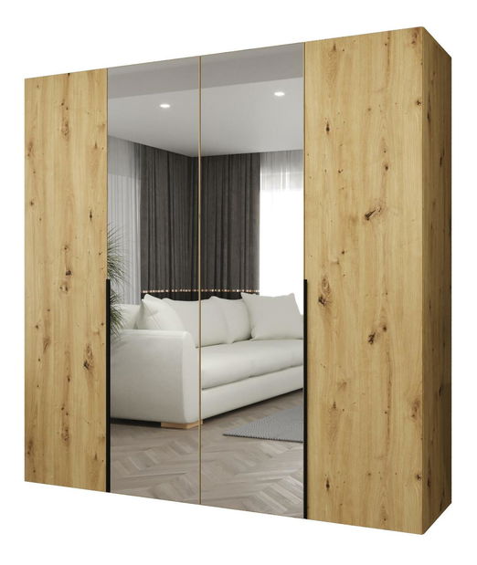 Šatní skříň 200 cm Alice 2 (dub artisan + černá)