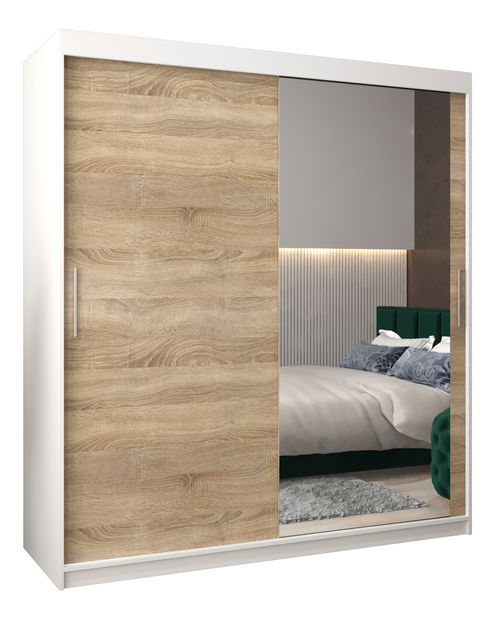 Šatní skříň 180 cm Toki 2 (Bílá matná + Dub sonoma)