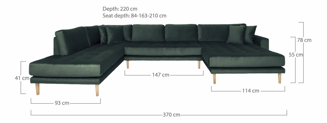 Rohová sedací souprava ve tvaru U (P) Lvaveriaora U (tmavě zelená)