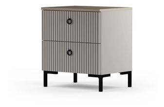 Noční stolek Demandaron (taupe + dub silverjack)