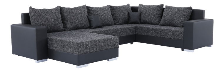 Rohová sedací souprava U Sergio černá + tmavošedá (P)