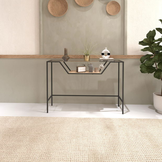 Konzolový stolek Ladone (černá + sklo)