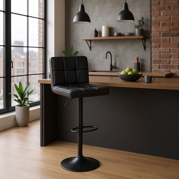 Barová židle Normativa (černá ekokůže)