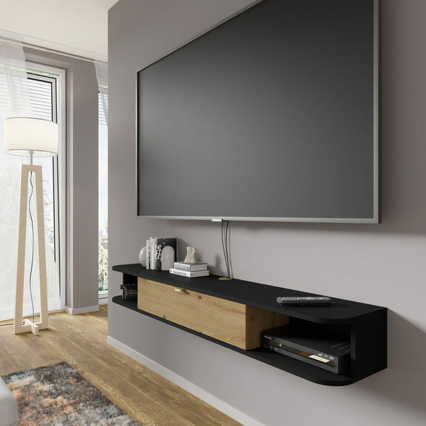 TV stolek/skříňka Ikaro (černá + dub artisan)