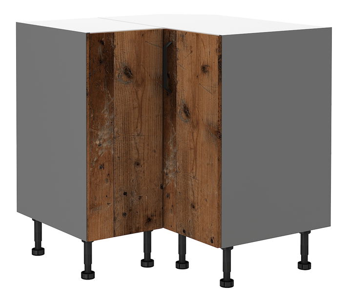 Rohová Dolní kuchyňská skříňka Oldie 90 x 90 DN 2F BB (Antracit + Old style)