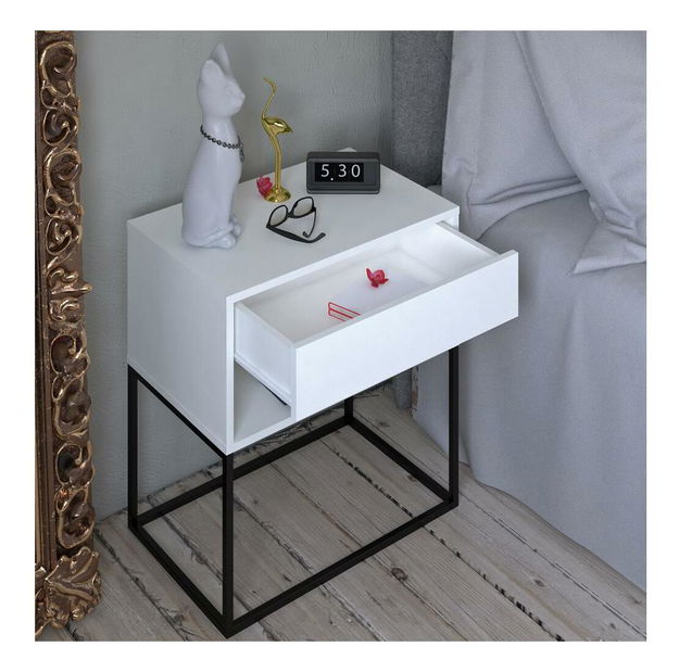 Noční stolek Autor (bílá + černá) *bazar