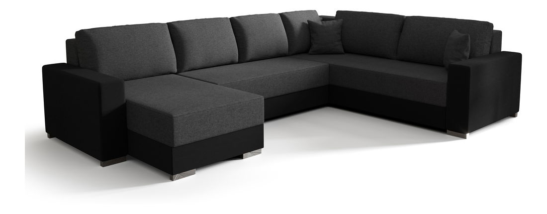 Rohová sedačka ve tvaru U- Pearle 3 (šedá + černá) (P)