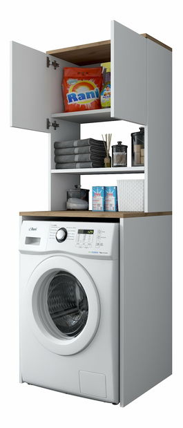 Koupelnová skříňka Karoline 101 (Bílá + Ořech)