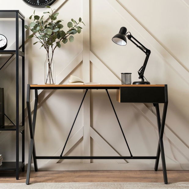 Psací stolek Mecanico (dub zlatý + černá)