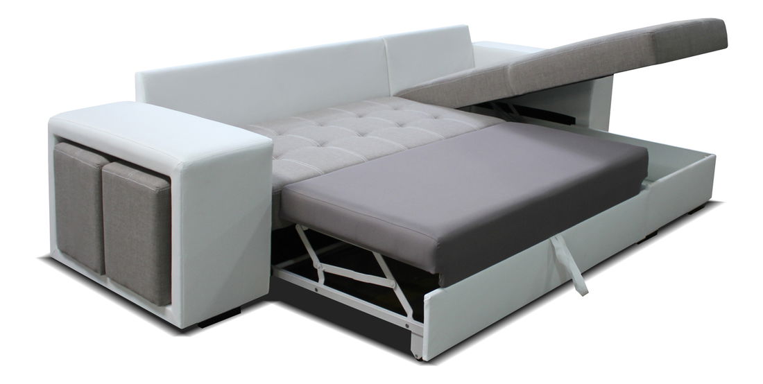 Rohová sedací souprava Thema Lux 2F+L (hnědá + bílá) (P)