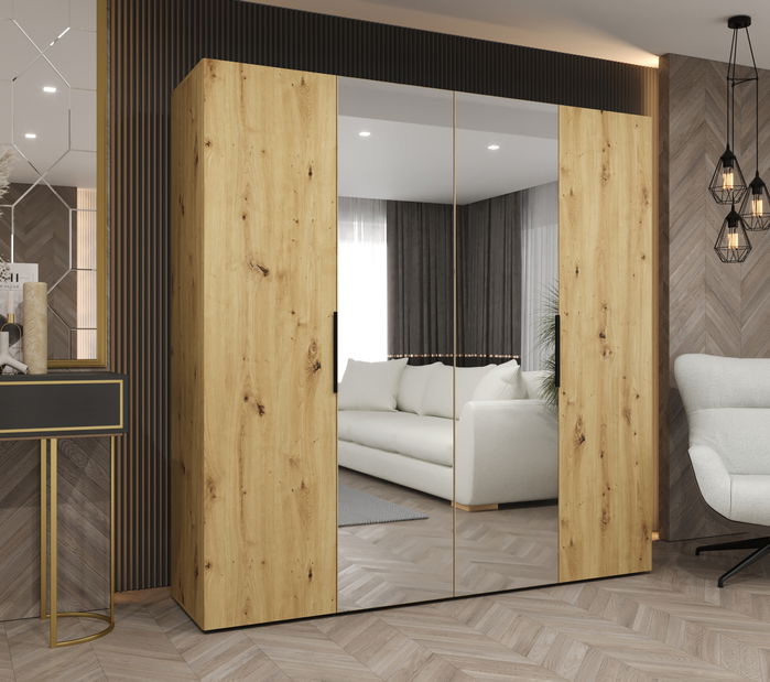 Šatní skříň 200 cm Mirabella 2 (dub artisan + černá)