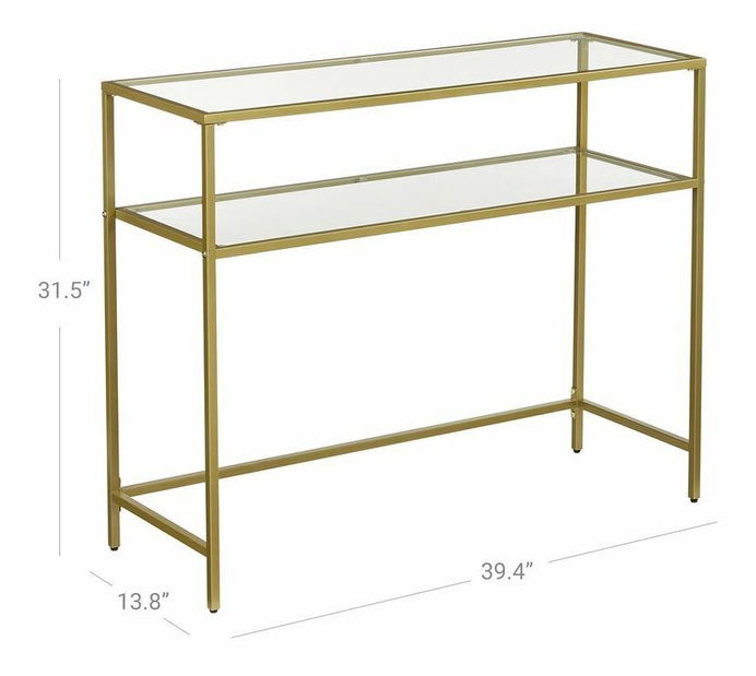 Konzolový stolek Byat 4 (zlatá + sklo)