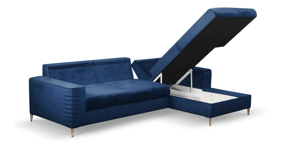 Rohová sedací souprava Coleen (tmavě modrá) (P)